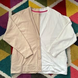 White & Beige Colorblock Cardigan